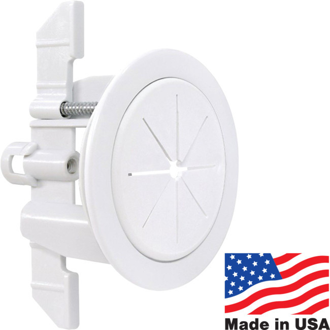 MIDLITE 1SPW UNIVERSAL CABLE PASSTHRU PLATE SPEEDPORT WHITE 2INCH HOLE