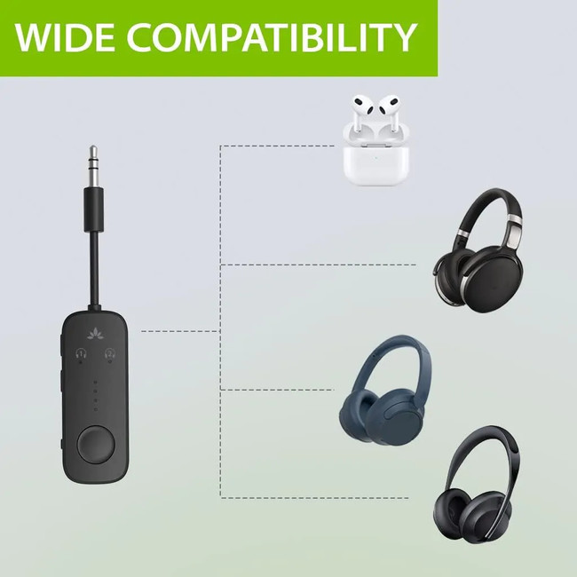 Avantree Relay Bluetooth Adapter for Airplane BT5.3 Low Latency Transmitter