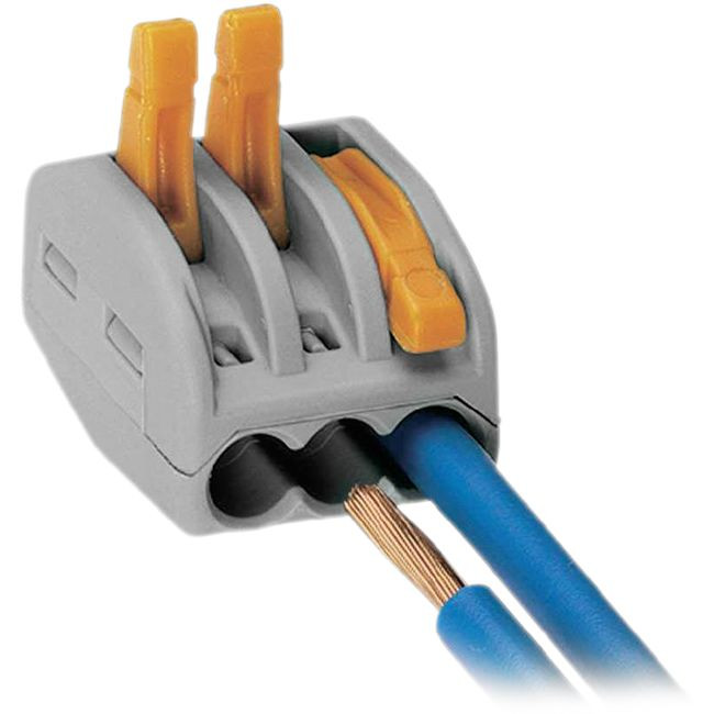 WAGO 222-413 28AWG 32A 3POLE TERMINAL BLOCK GREY WAGO ORANGE LEVER NUTS