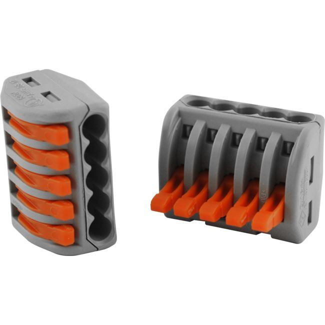 WAGO 222-415 28AWG 32A 5POLE TERMINAL BLOCK GREY WAGO ORANGE LEVER NUTS