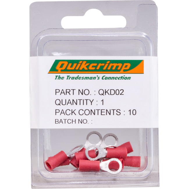 QUIKCRIMP QKD02 RT1.25-4 / 10PK RING TERMINALS QUICKCRIMP