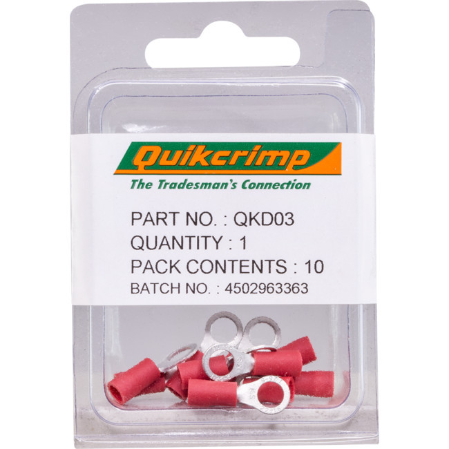 QUIKCRIMP QKD03 RT1.25-5 / 10PK RING TERMINALS QUICKCRIMP