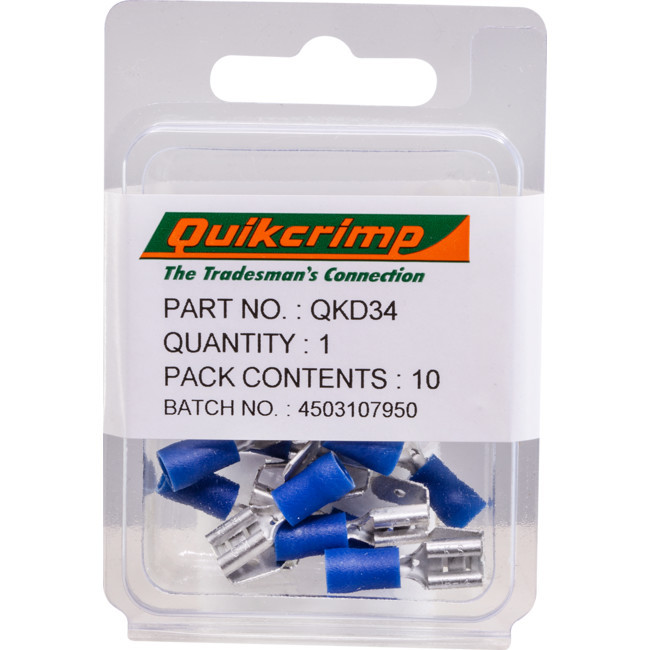 QUIKCRIMP QKD34 PB2-6.4 / 10PK QUICK CONNECT QUICKCRIMP
