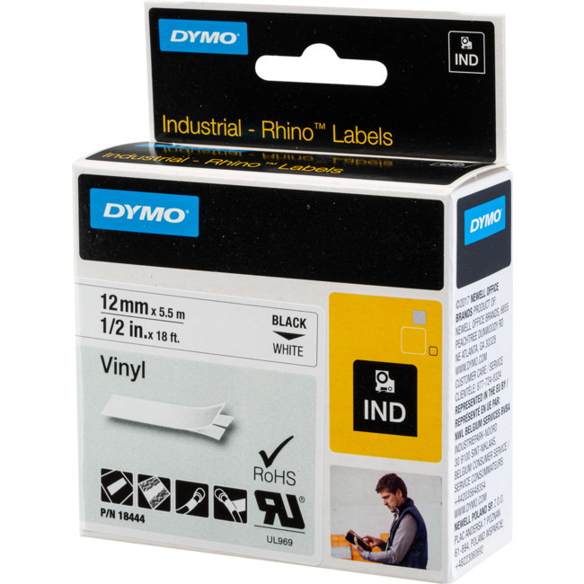 DYMO V-WHT-1/2 REFILL CARTRIDGE - 1/2" WHITE VINYL (12MM) DYMO LABELER