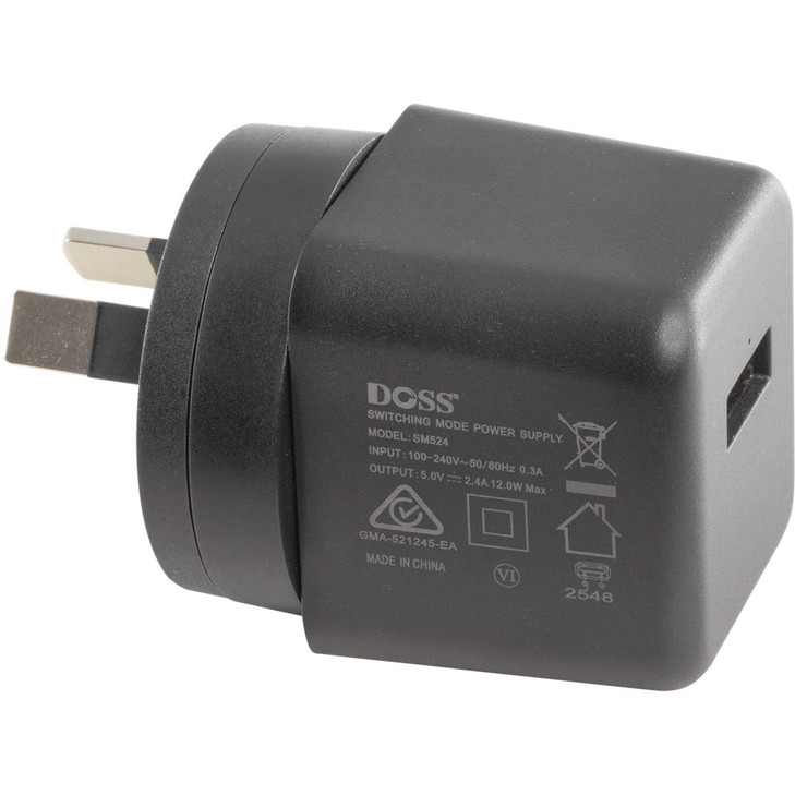DOSS SM524A 5V 2.4A 12W USB POWER SUPPLY 100-240V DC CHARGER