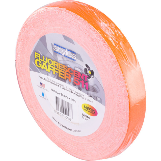 STYLUS NCT24O ORANGE 24MM X 45MT NEON CLOTH TAPE FLUORO GAFFER