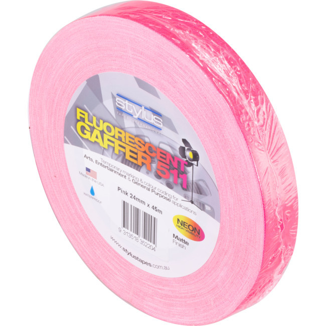 STYLUS NCT24P PINK 24MM X 45MT NEON CLOTH TAPE FLUORO GAFFER