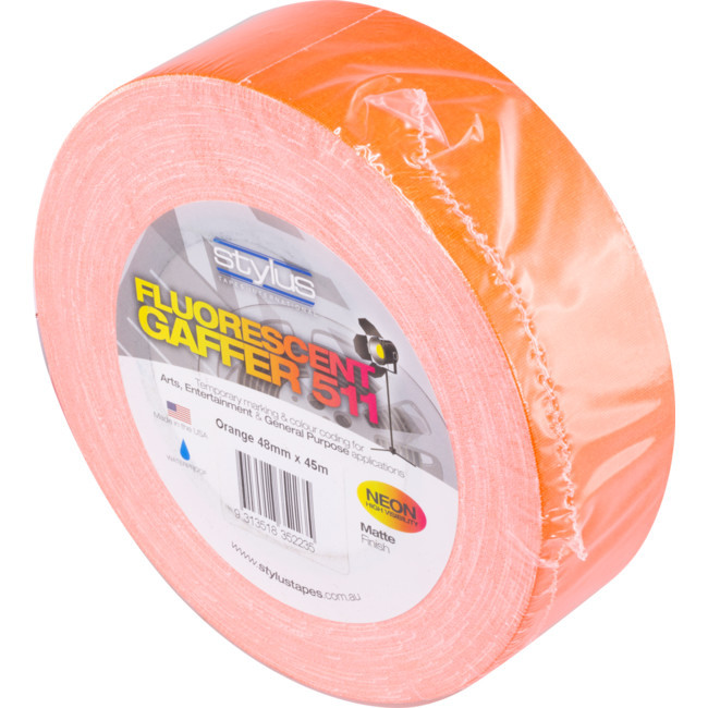 STYLUS NCT48O ORANGE 48MM X 45MT NEON CLOTH TAPE FLUORO GAFFER