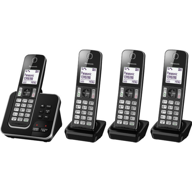 PANASONIC KXTGD324ALB FOUR HANDSET CORDLESS PHONE WITH ANSWERING MACHINE