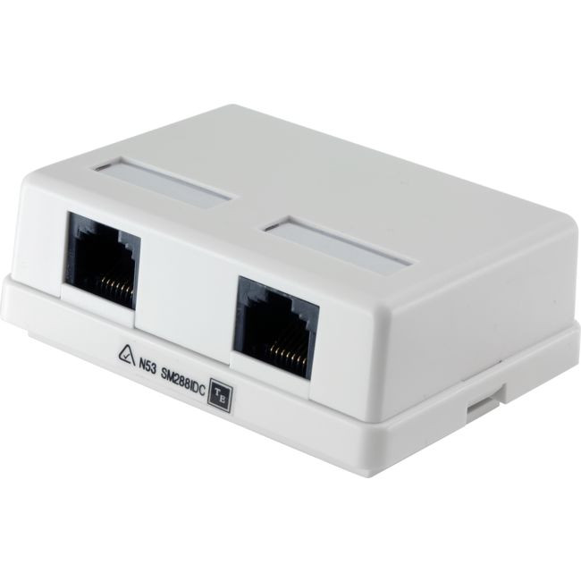 EVERSURE SM288IDC/WHT DUAL CAT5 SURFACE MOUNT SOCKET RJ45 IDC PUNCH IN TERMINATION