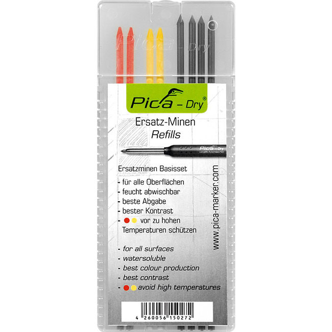 PICA PDRWS8 PICA DRY WATER SOLUBLE REFILLS 4X GRAPHITE 2X RED & 2X YELLOW