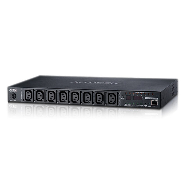 Aten 15A/10A 8-Outlet 1U Metered & Switched eco PDU, emote power outlet control (On, Off, Power Cycle) by individual outlets