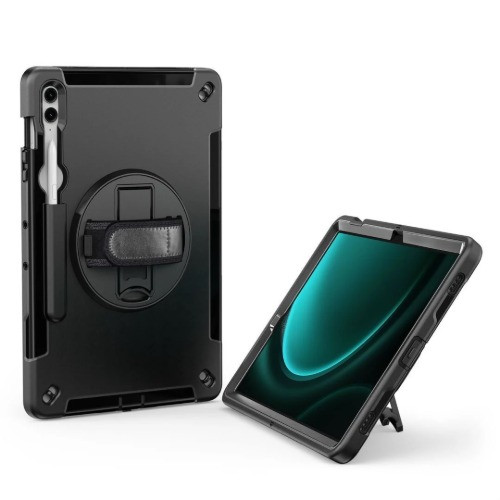 USP Rugged Samsung Galaxy Tab S10+/ Tab S9+ /Tab S9 FE+ (12.4') Case Black - Built-in-Kickstand, Hand & Shoulder Straps, DropProof, 5 Years Warranty
