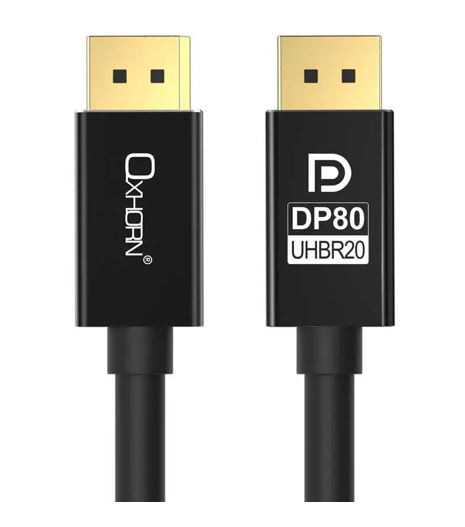 Oxhorn 4K DisplayPort 2.1 DP80 Cable 3m Male to Male V2.1 16K@60Hz Gold-Plated Aluminum High Speed VESA Certified for Gaming Monitor TV PC Laptop
