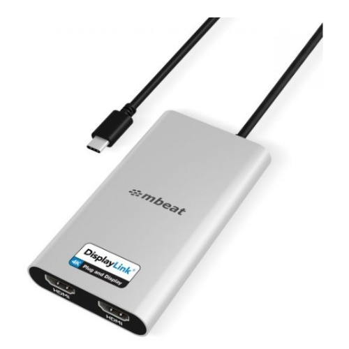 mbeat® USB-C Dual 4K HDMI DisplayLink® Adapter with PD Pass-through Dual 4K@60Hz 2 × HDMI 2.0 1 × USB-C 3.1 1 × USB-C PD 3.0 Supports up to 90W