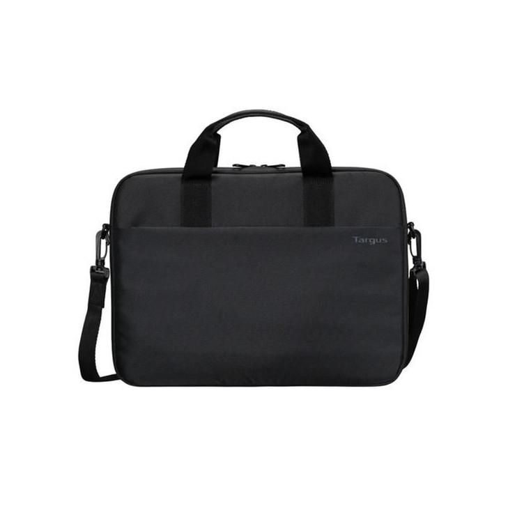 Targus 15'-16' Intellect® Slim Briefcase Zippered padded front pocket Removable adjustable shoulder strap carry handles water-resistant fabric Black