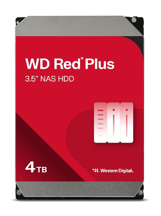 Western Digital WD Red Plus 4TB 3.5' NAS HDD SATA III NAS Hard Drive 5400 RPM 128MB Cache 180MB/S 180TB/Year 3Y warranty (WD40EFZZ)