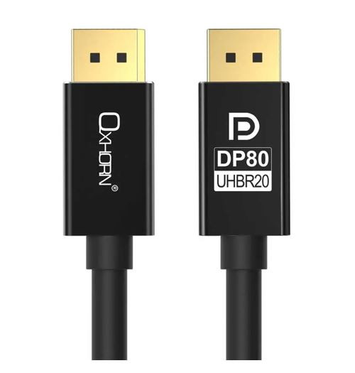 Oxhorn 4K DisplayPort 2.1 DP80 Cable 1.8m Male to Male V2.1 16K@60Hz Gold-Plated Aluminum High Speed VESA Certified for Gaming Monitor TV PC Laptop