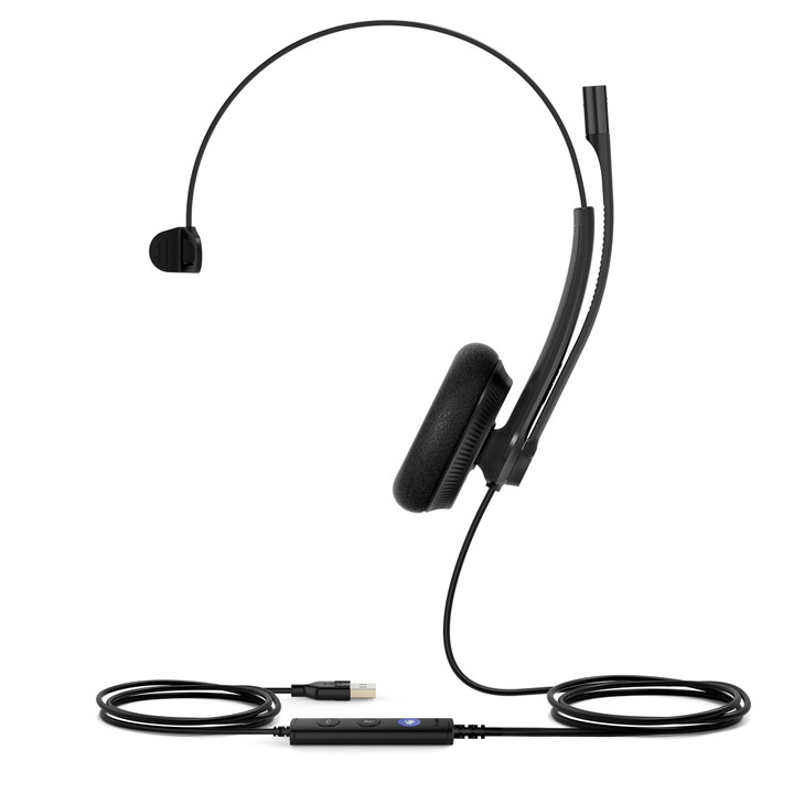 YEALINK (UH34-L) WIRED MS MONO HEADSET NOISE CANCELLING MIC FOAM CUSHION USB-A
