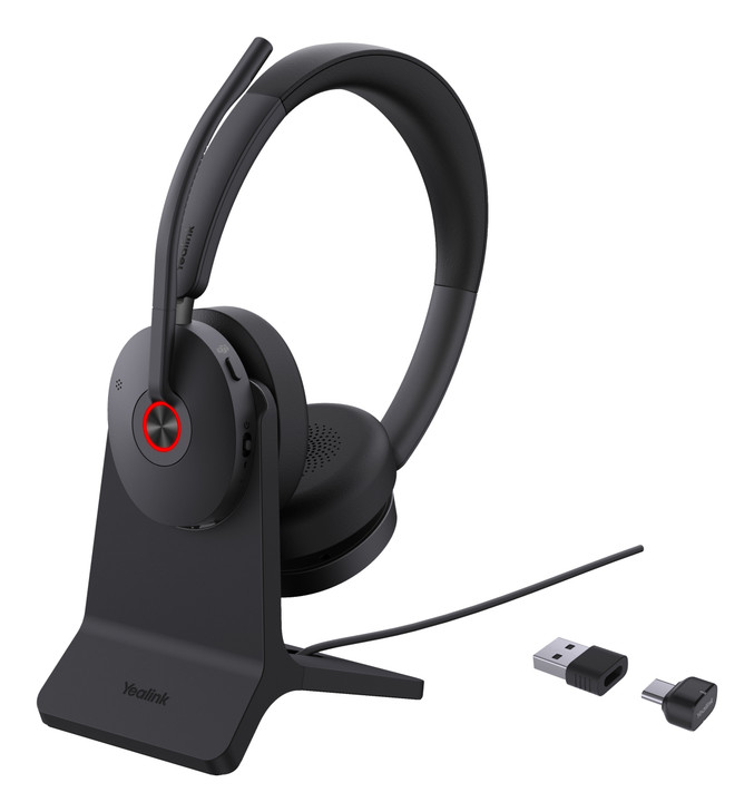 YEALINK (BH74) WIRELESS MS STEREO BT ANC HEADSET CHARGESTAND BT51 BLACK C TO A ADAPTER