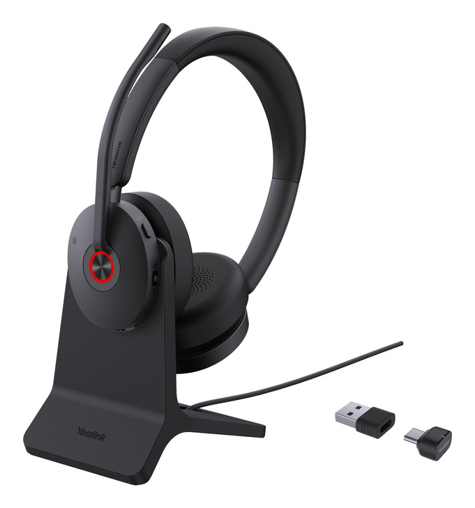 YEALINK (BH74) WIRELESS UC STEREO BT ANC HEADSET CHARGESTAND BT51 BLACK C TO A ADAPTER