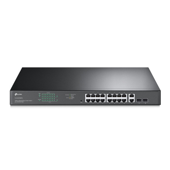 TP-LINK 16-PORT EASY SMART GIGABIT SWITCH POE+(16) SFP(2) 250W METAL CASE 5YR