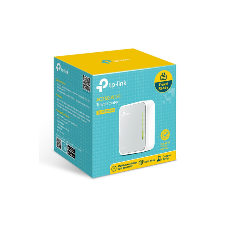 TP-Link TL-WR902AC AC750 750Mbps Dual Band WiFi Wireless Travel Router 1x100Mbps LAN/WAN USB for 3G/4G Modem Pocket Size WISP AP Range Extender Client