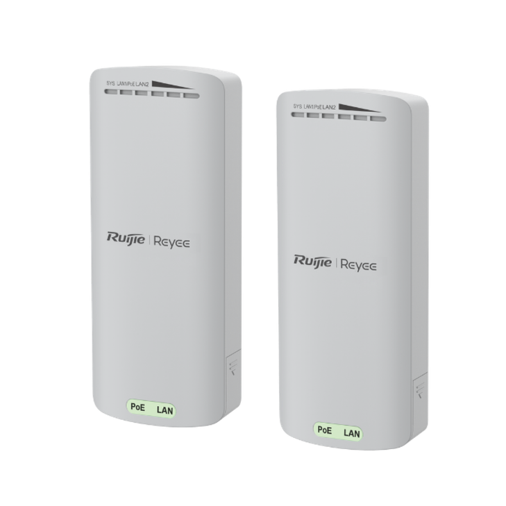 RUIJIE REYEE 2.4GHZ WIRELESS BRIDGE-2 PREPAIRED UNITS-300MBPS 8DBI 500M 2X FE-2 PACK 3YR