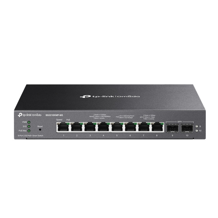 TP-LINK OMADA 10-PORT MANAGED 2.5G DESKTOP SWITCH POE+(8) 10G SFP(2) 160W 5YR