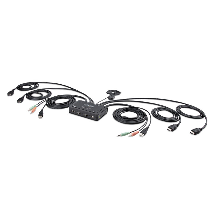 Startech 2-PORT USB DUAL HDMI 4K 60HZ CABLE KVM SWITCH W/ AUDIO