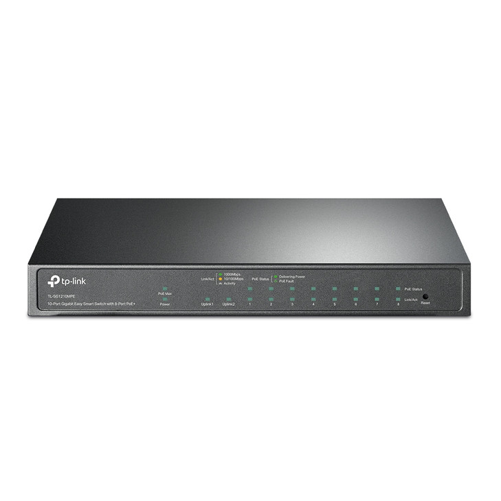 TP-LINK 10-PORT EASY SMART GIGABIT SWITCH POE+(8) SFP (1) 123W METAL CASE 5YR