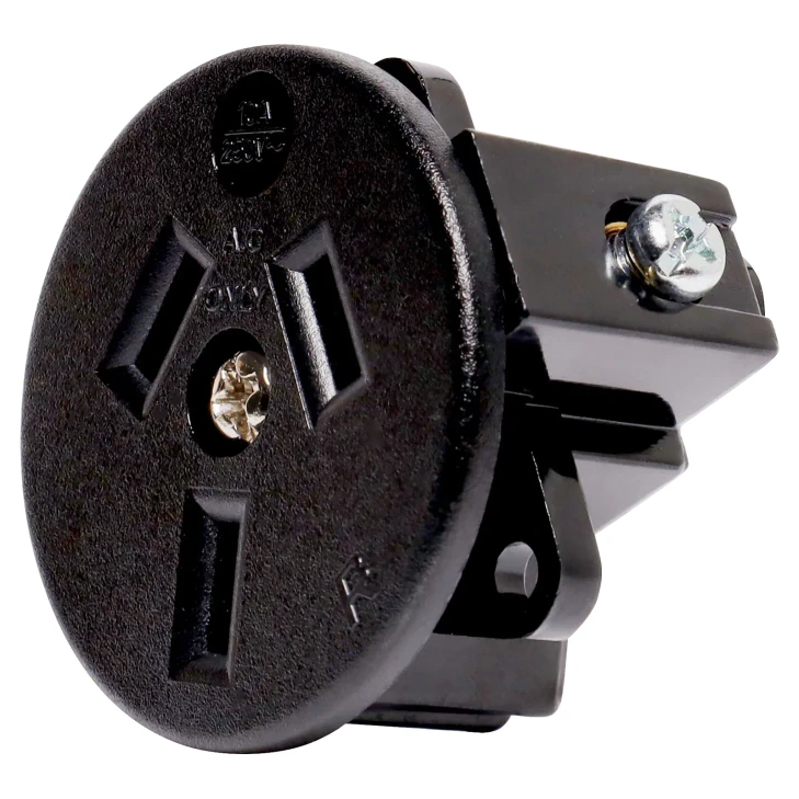 3 Pin 15A Flush Mount Black Mains Socket (Rear Wire Entry)