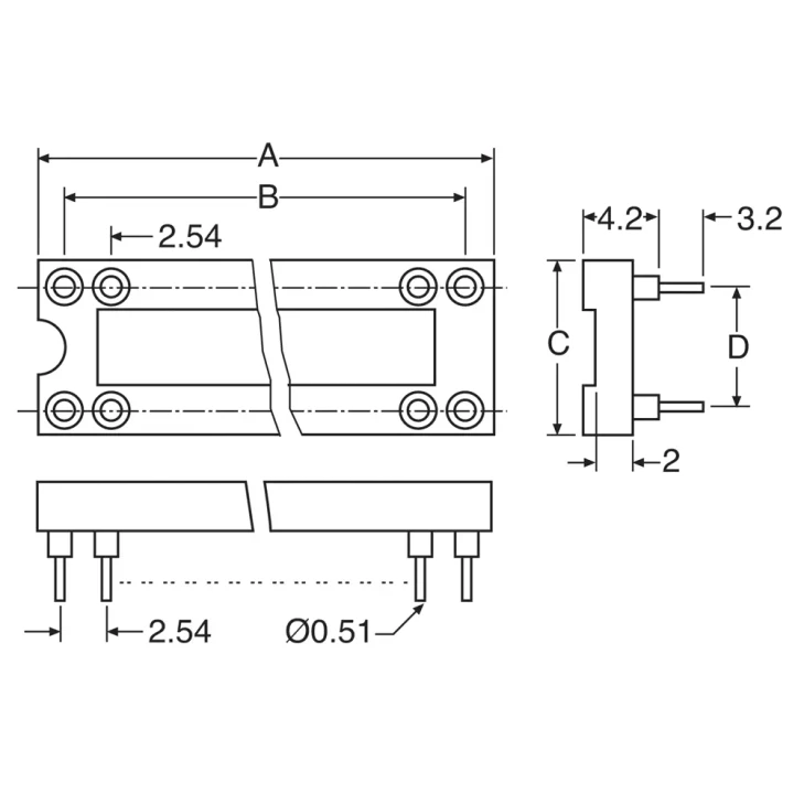 16 Pin (0.3") DIL Machined Pin IC Socket