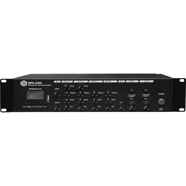 SHOW MPA2250 2 ZONE CLASS D AMPLIFIER WITH MP3 USB BT 250W*2 4 LINE/MIC IN