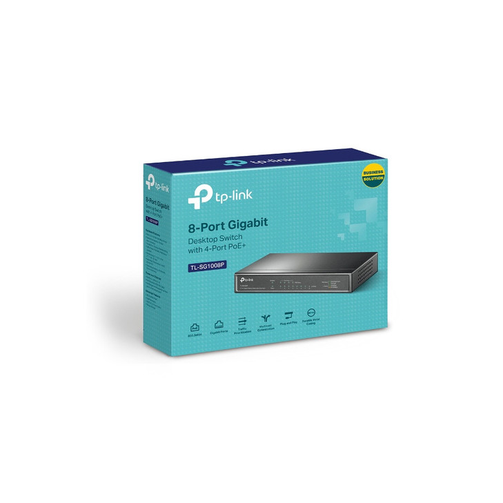 TP-Link TL-SG1008P 8-Port Gigabit Desktop Unmanaged Switch with 4-Port PoE 53W IEEE 802.3af, Fanless