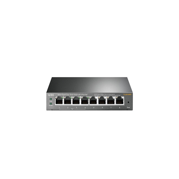 TP-Link TL-SG108PE 8-Port Gigabit Easy Smart Switch with 4-Port PoE, 55W IEEE 802.3af, Fanless, VLAN Features