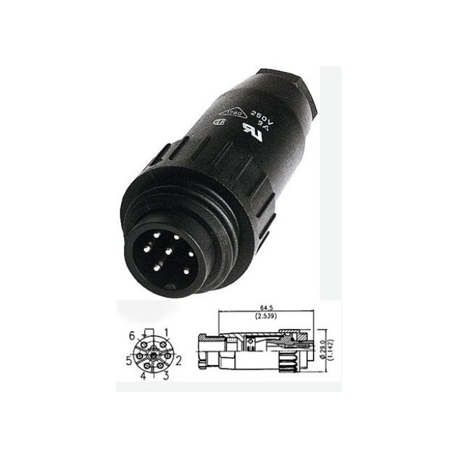 AMPHENOL PW4307 7 PIN IP67 POWER LINE PLUG WEATHER PROOF AMPHENOL