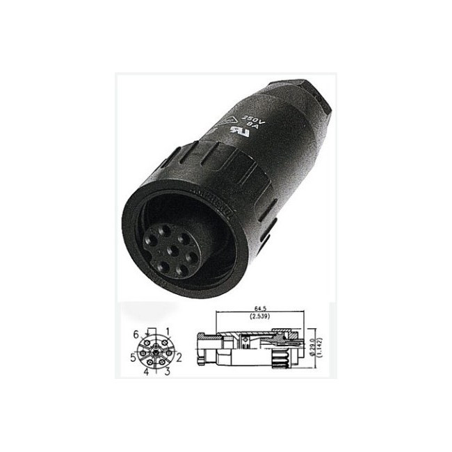 AMPHENOL PW4357 7 PIN IP67 POWER LINE SOCKET WEATHER PROOF AMPHENOL