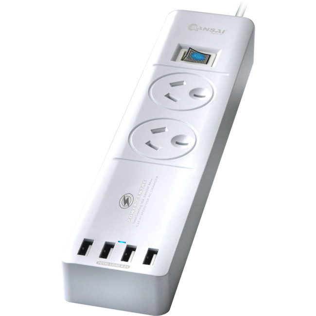 SANSAI PAD4022A 2 WAY POWER BOARD WITH USB SURGE 4 USB 4.2A SANSAI