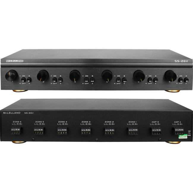 MCLELLAND SS26V 6-WAY PREMIUM SPEAKER SELECTOR & VOLUME CONTROL 150W TOTALRMS 2 AMP 6 ZONE