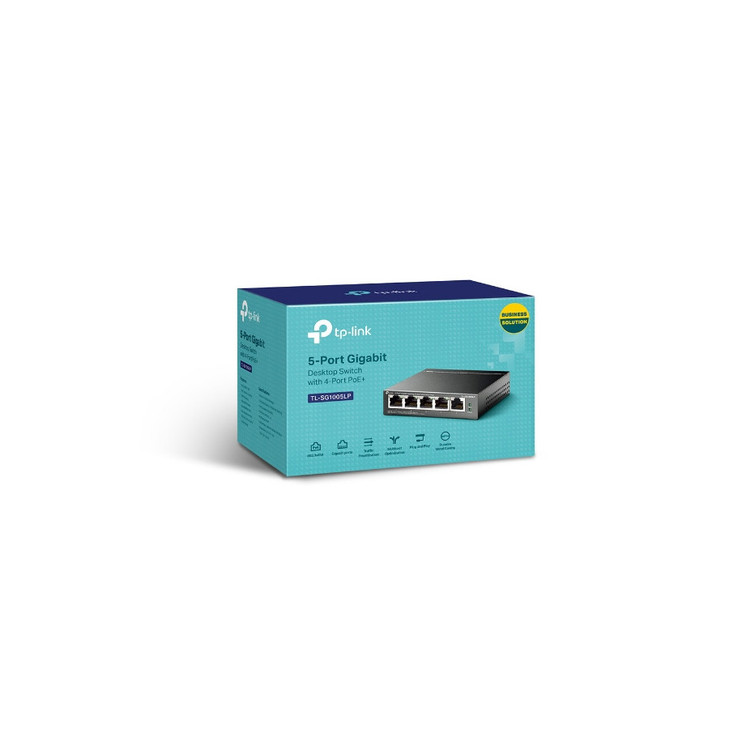TP-Link TL-SG1005LP 5-Port Gigabit Desktop Switch with 4-Port PoE+, Up To 40W For All POE Ports, Up To 30W Each Port