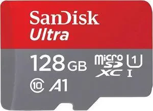 SanDisk Ultra microSDXC, SQUAB128GB, A1, C10, U1, UHS-I, 140MB/s R, 4x6, 10Y