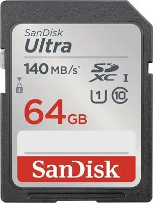 SanDisk Ultra SDXC, SDUNB 64GB, C10, UHS-I, 140MB/s R, 4x6, 10Y
