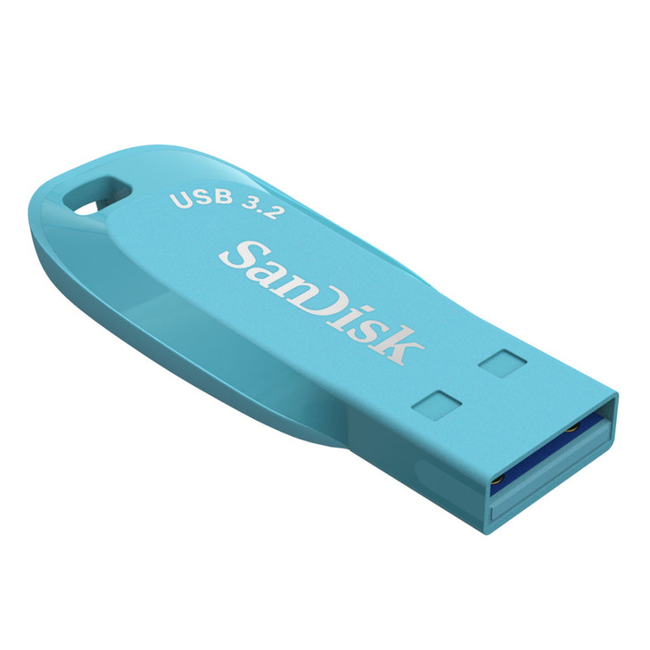 SanDisk Ultra Shift USB 3.2 Gen 1 Flash Drive, CZ410 64GB, USB3.2, Bachelor Button (Blue), compact design, 5Y