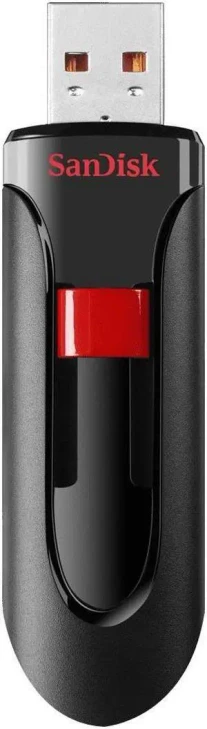 SanDisk Cruzer Glide 3.0 USB Flash Drive, CZ600 64GB, USB3.0, Black with red slider, retractable design, 5Y