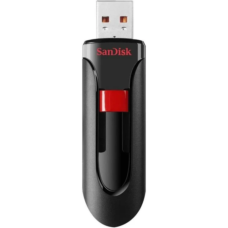 SanDisk Cruzer Glide 3.0 USB Flash Drive, CZ600 64GB, USB3.0, Black with red slider, retractable design, 5Y