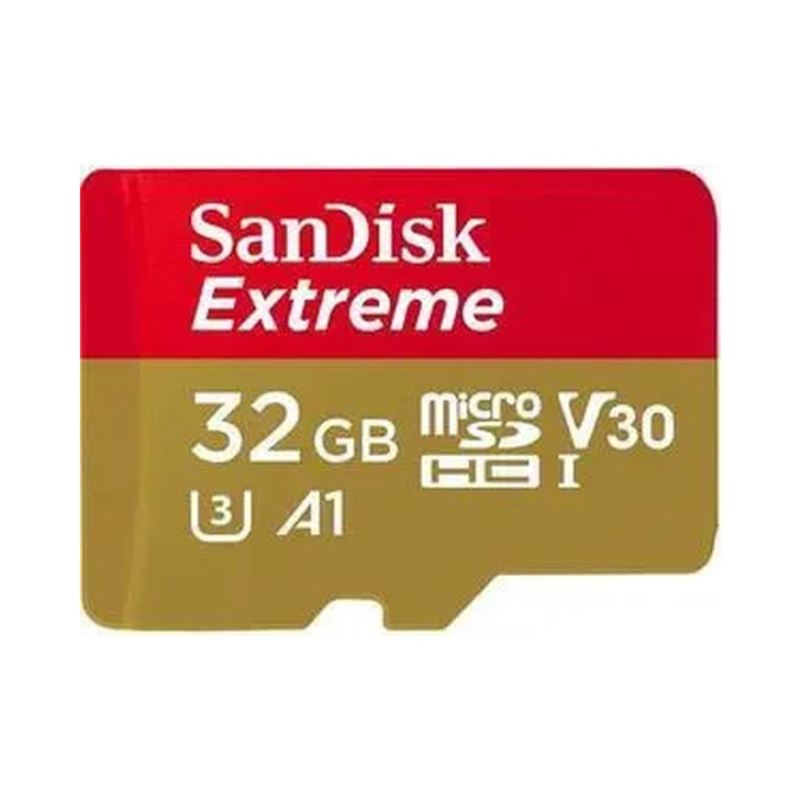 SanDisk Extreme microSDHC, SQXAF 32GB, V30, U3, C10, A1, UHS-1, 100MB/s R, 60MB/s W, 4x6, SD adaptor, Lifetime Limited, Action Cam/Drone SKU
