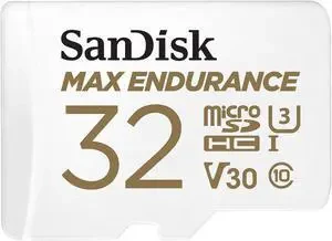 SanDisk MAX ENDURANCE microSDHC Card, SQQVR 32G, (15,000 Hrs), UHS-I, C10, U3, V30, 100MB/s R, 40MB/s W, SD adaptor, 3Y