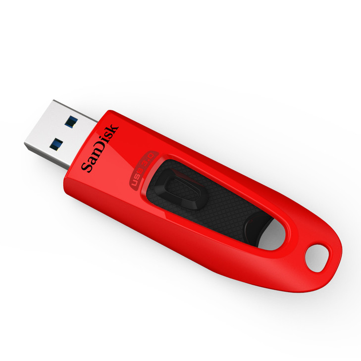 SanDisk Ultra USB 3.0 Flash Drive, CZ48 32GB, USB3.0, Red, stylish sleek design, 5Y