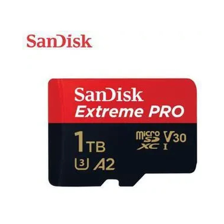 SanDisk Extreme Pro microSDXC, SQXCD 1TB, V30, U3, C10, A2, UHS-I, 200MB/s R, 140MB/s W, 4x6, SD adaptor, Lifetime Limited